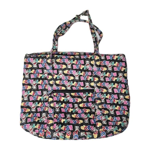 Betty Boop Shoulder Tote Soft‎ Fabric All Over Print Colorful Quilted - Picture 1 of 9